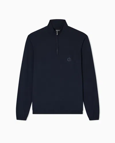 Giorgio Armani Virgin-wool Mock-neck Jumper In Blue