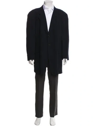Pre-owned Giorgio Armani Virgin Wool Overcoat In Blue