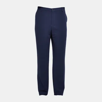 Pre-owned Giorgio Armani Virgin Wool Pants It 52 In Navy Blue