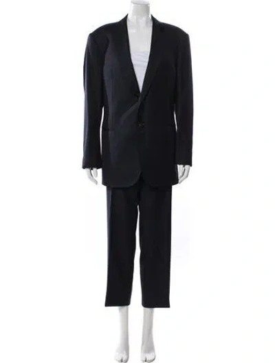 Pre-owned Giorgio Armani Virgin Wool Pantsuit In Blue