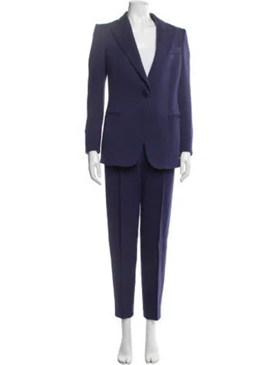 Pre-owned Giorgio Armani Virgin Wool Pantsuit In Blue