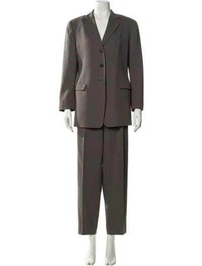 Pre-owned Giorgio Armani Virgin Wool Pantsuit In Gray