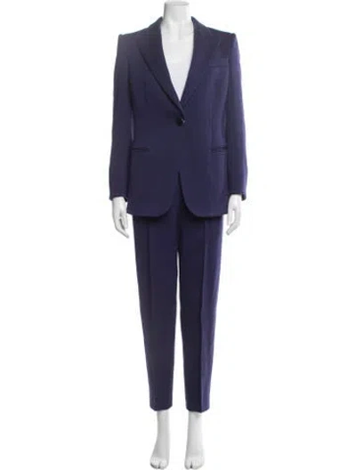 Pre-owned Giorgio Armani Virgin Wool Pantsuit In Purple