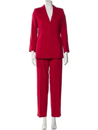 Pre-owned Giorgio Armani Virgin Wool Pantsuit In Red