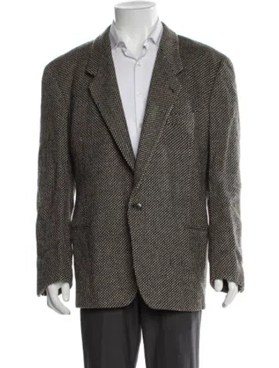 Pre-owned Giorgio Armani Virgin Wool Patterned Blazer In Brown