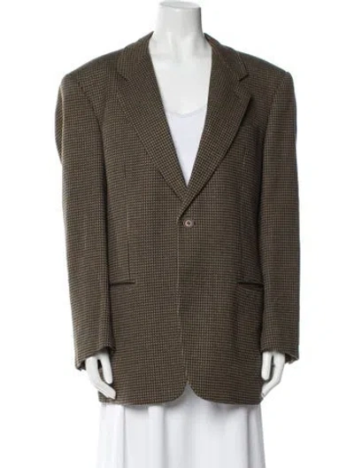 Pre-owned Giorgio Armani Virgin Wool Plaid Print Coat In Neutral