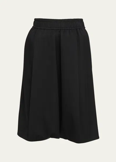Giorgio Armani Virgin Wool Pleated Shorts In Solid Black