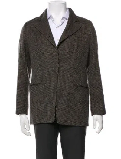 Pre-owned Giorgio Armani Virgin Wool Polka Dot Print Blazer In Green