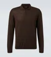 Giorgio Armani Long-sleeved Polo Shirt In Virgin Wool In Brown