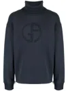 Giorgio Armani Virgin Wool Roll Neck Jumper In Blau