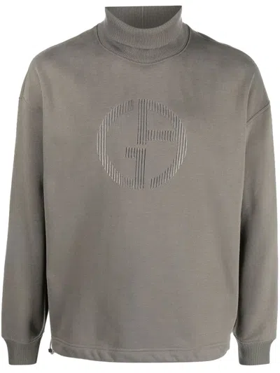 Giorgio Armani Virgin Wool Roll Neck Jumper In Green