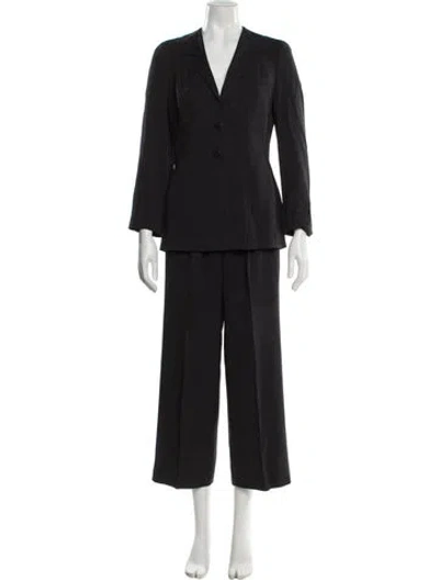 Pre-owned Giorgio Armani Virgin Wool Ruffle Embellishment Pantsuit In Gray