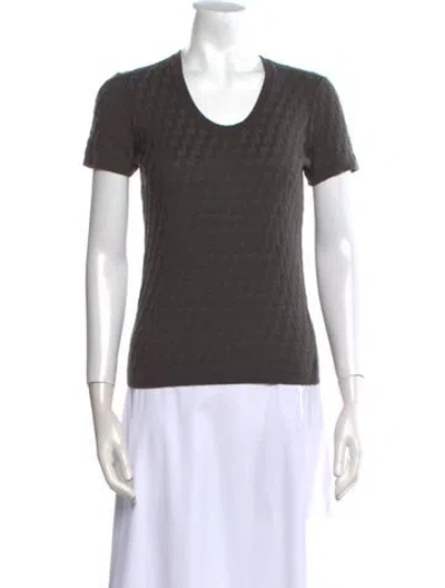 Pre-owned Giorgio Armani Virgin Wool Scoop Neck Sweater In Gray
