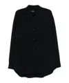 Giorgio Armani Midnight Blue Cotton Shirt With Classic Collar In Black