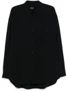 Giorgio Armani Midnight Blue Cotton Shirt With Classic Collar In Blue