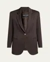 Giorgio Armani Virgin Wool Single-breasted Blazer In Brown