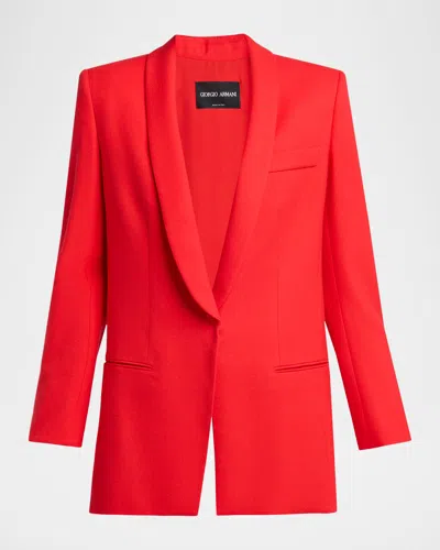 Giorgio Armani Virgin Wool Single-breasted Longline Blazer In Red