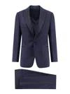 Giorgio Armani Virgin Wool Smoking With Satin Profiles In Azul