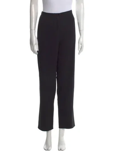 Pre-owned Giorgio Armani Virgin Wool Straight Leg Pants In Black