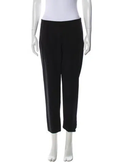 Pre-owned Giorgio Armani Virgin Wool Straight Leg Pants In Black