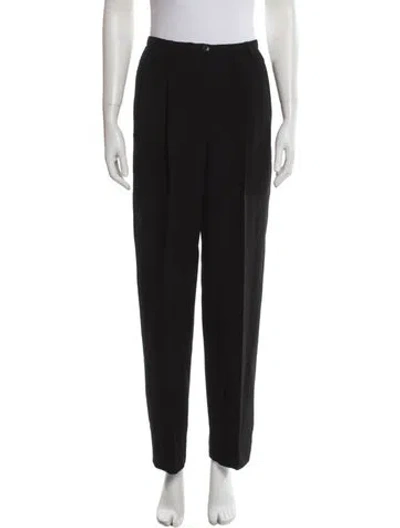 Pre-owned Giorgio Armani Virgin Wool Straight Leg Pants In Black