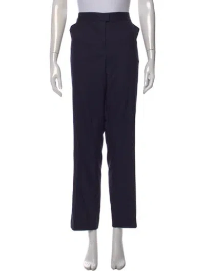 Pre-owned Giorgio Armani Virgin Wool Straight Leg Pants In Black