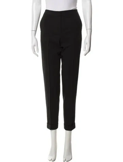 Pre-owned Giorgio Armani Virgin Wool Straight Leg Pants In Black