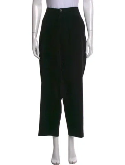 Pre-owned Giorgio Armani Virgin Wool Straight Leg Pants In Black