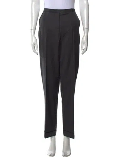 Pre-owned Giorgio Armani Virgin Wool Straight Leg Pants In Black