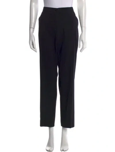 Pre-owned Giorgio Armani Virgin Wool Straight Leg Pants In Black