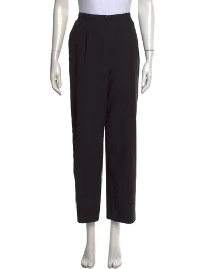 Pre-owned Giorgio Armani Virgin Wool Straight Leg Pants In Black