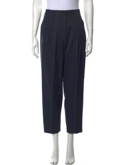 Pre-owned Giorgio Armani Virgin Wool Straight Leg Pants In Blue
