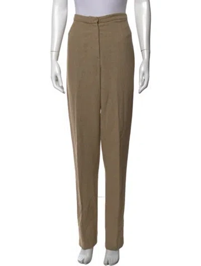 Pre-owned Giorgio Armani Virgin Wool Straight Leg Pants In Neutrals