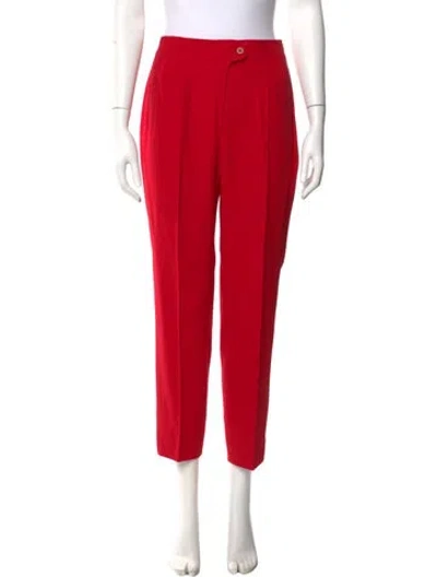 Pre-owned Giorgio Armani Virgin Wool Straight Leg Pants In Red
