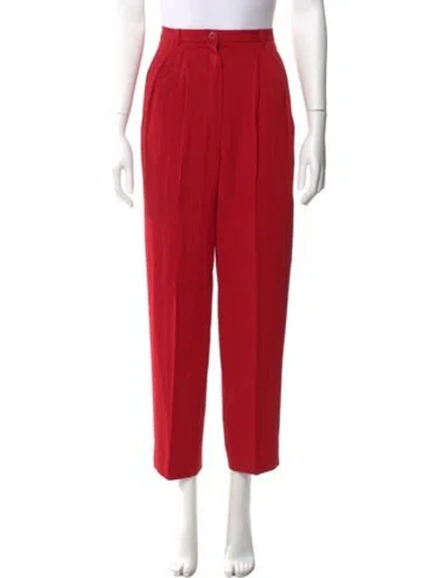 Pre-owned Giorgio Armani Virgin Wool Straight Leg Pants In Red