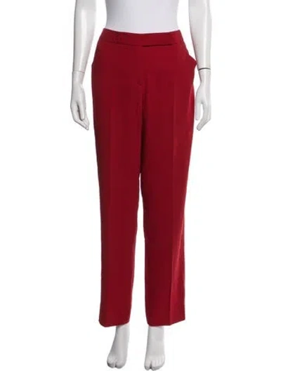 Pre-owned Giorgio Armani Virgin Wool Straight Leg Pants In Red