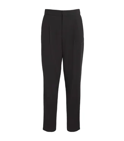 Giorgio Armani Virgin Wool Straight Tailored Trousers In Black