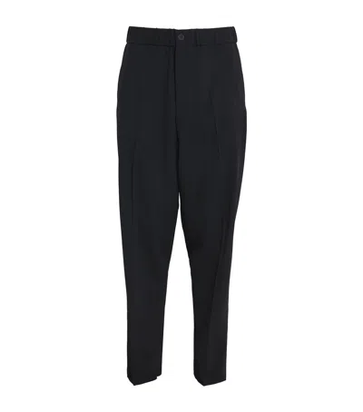 Giorgio Armani Virgin Wool Straight Trousers In Blue