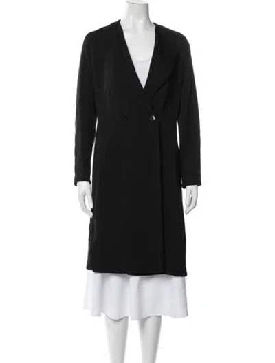 Pre-owned Giorgio Armani Virgin Wool Striped Coat In Black