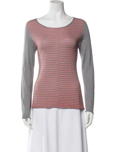 Pre-owned Giorgio Armani Virgin Wool Striped Sweater In Gray