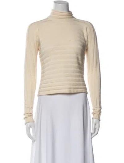 Pre-owned Giorgio Armani Virgin Wool Striped Sweater In Neutral
