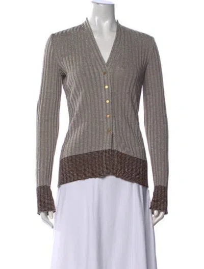 Pre-owned Giorgio Armani Virgin Wool Striped Sweater In Neutral