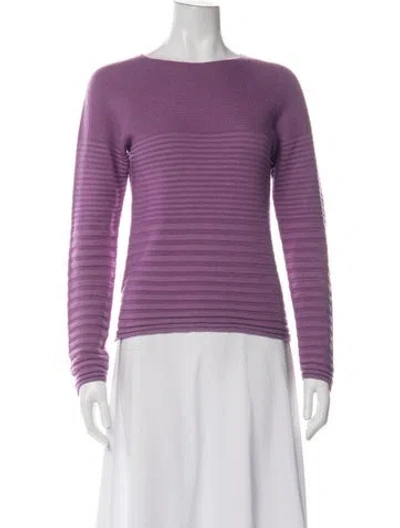 Pre-owned Giorgio Armani Virgin Wool Striped Sweater In Purple