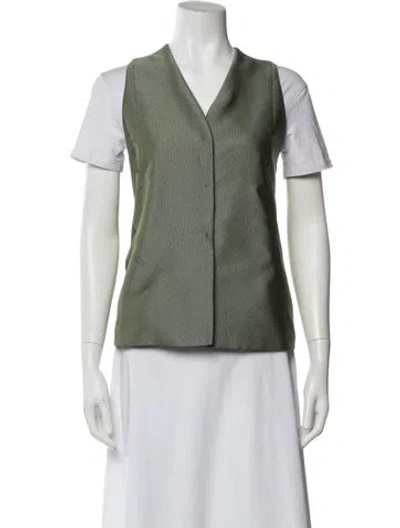 Pre-owned Giorgio Armani Virgin Wool Striped Vest In Green