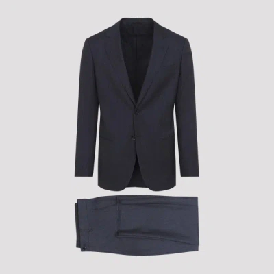 Giorgio Armani Virgin Wool Suit 50 In Blue
