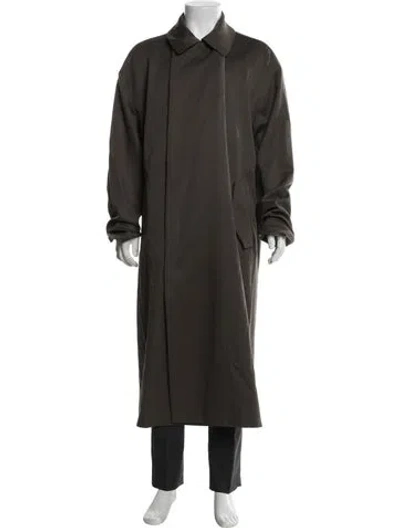 Pre-owned Giorgio Armani Virgin Wool Trench Coat In Green