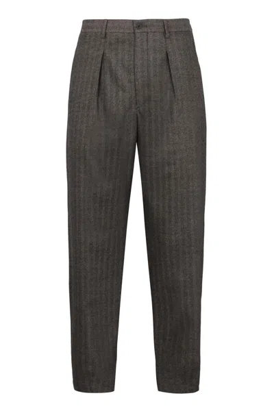 Giorgio Armani Virgin Wool Trousers In Black