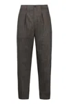 Giorgio Armani Wool Trousers With Belt Loops And Pockets In Brown