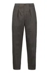 Giorgio Armani Wool Trousers With Belt Loops And Pockets In Brown