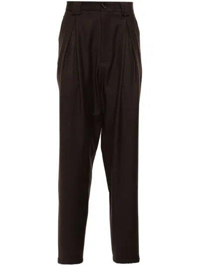 Giorgio Armani Virgin Wool Trousers In Brown